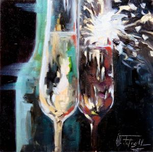 Happy New Year, oil on panel, 8x8 inches