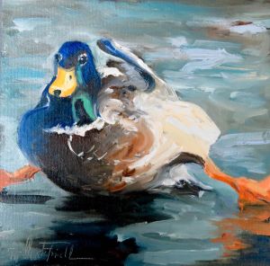 crash landing, oil on panel, 8x8 inches