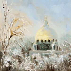Golden dome, oil on panel, 8x8 inches