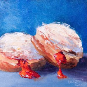 Carnival donut, oil on panel, 8x8 inches