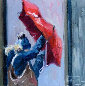 a stormy day, oil on panel, 8x8 inches