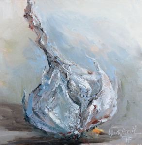 Garlic-the great root, oil on panel, 8x8 inches