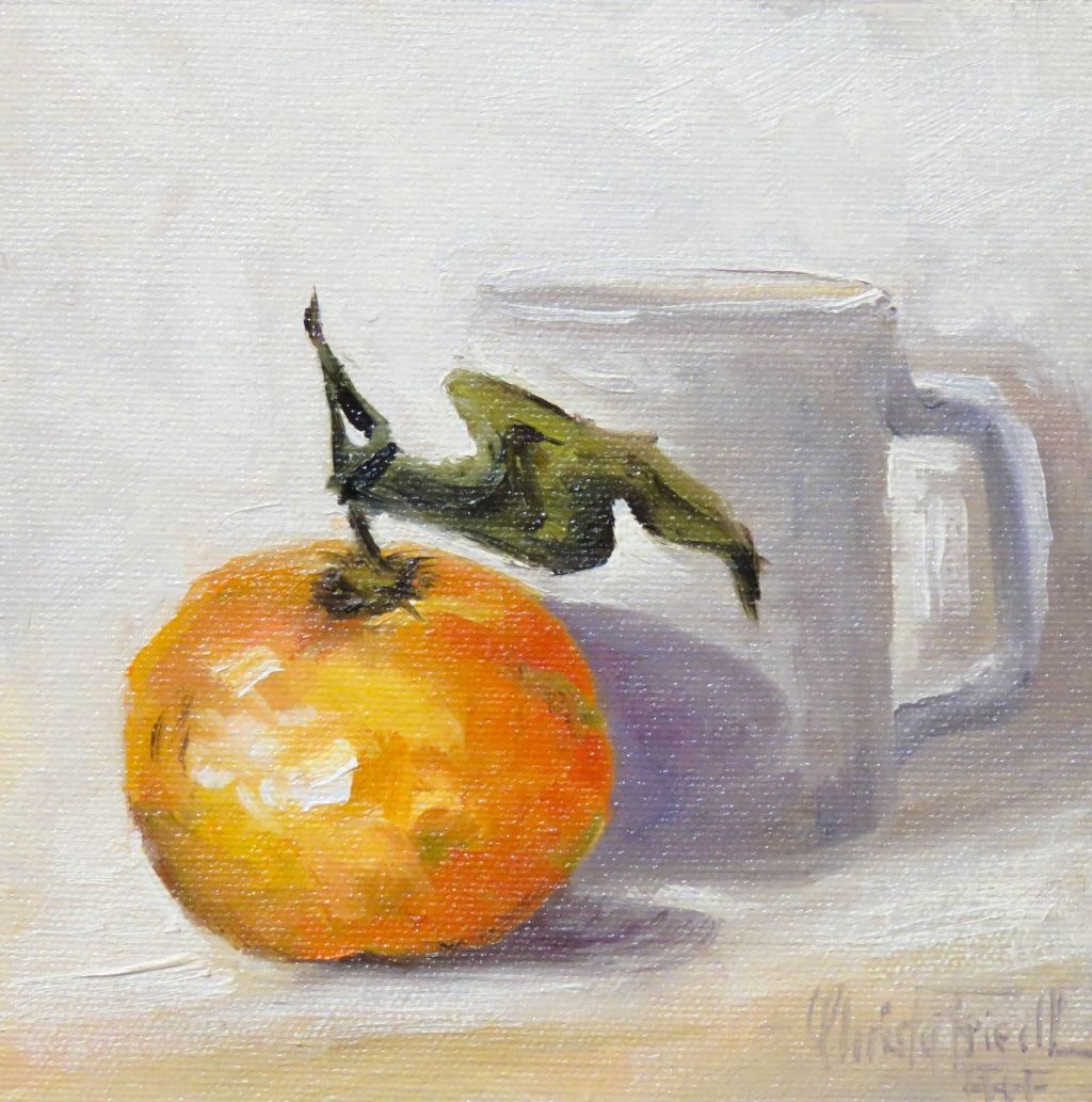 Tangerine and White Mug