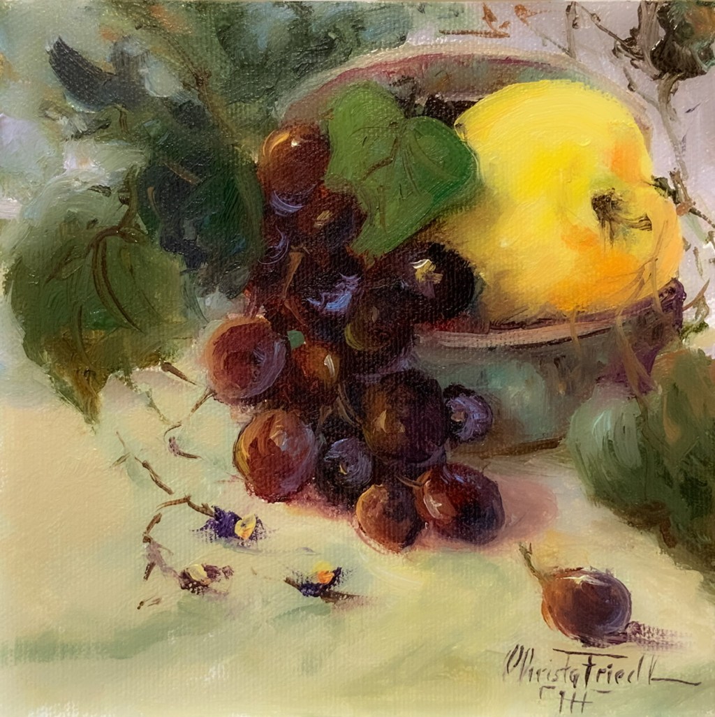 Still life with apple und grapes